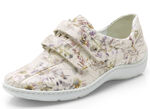 Waldläufer, bequeme Damen-Slipper, Weite H, mit herausnehmbarem Fussbett ECRU-BUNT