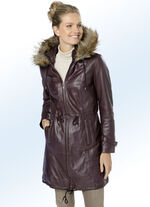 Ledermantel mit Taillenzug aussen