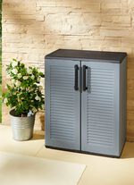 Gartenschrank in Lamellenoptik GRAU-SCHWARZ