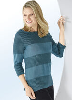 Pullover mit Struktur in Streifenoptik PETROL MELIERT