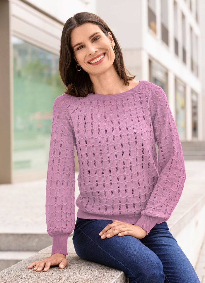 Pullover mit Raglanärmeln in leichter Ballonform FLIEDER