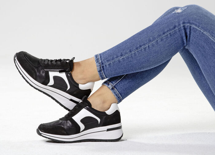 ELENA EDEN, sytlische Damen-Sneaker, Weite H, mit herausnehmbarem Fussbett SCHWARZ-WEISS