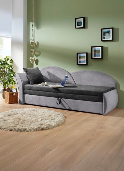 Schlafsofa mit Bettkasten und 1 Dekokissen 