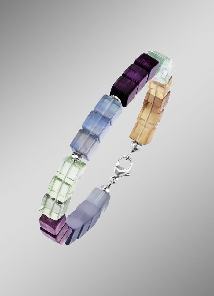 Wunderschöne Garnitur mit Hämatit, beh. und Fluorit in Multicolor 