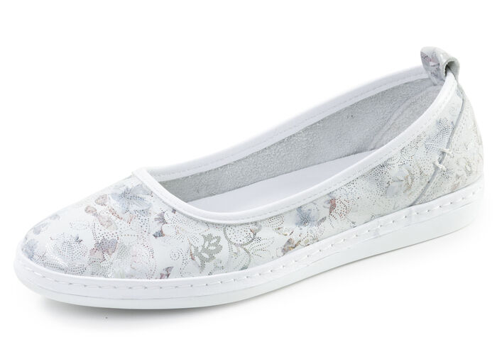 Andrea Conti, schicke Damen-Ballerinas, Weite G, mit herausnehmbarem Fussbett ECRU-BUNT