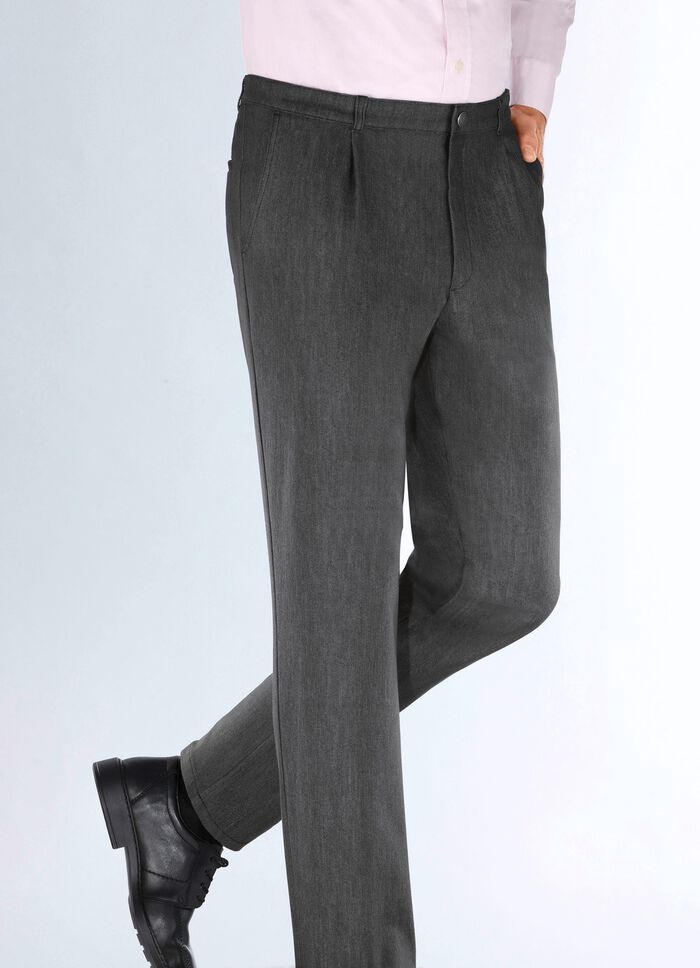 &laquo;Klaus Modelle&raquo;-Edeljeans mit Bundfalten in 2 Farben ANTHRAZIT