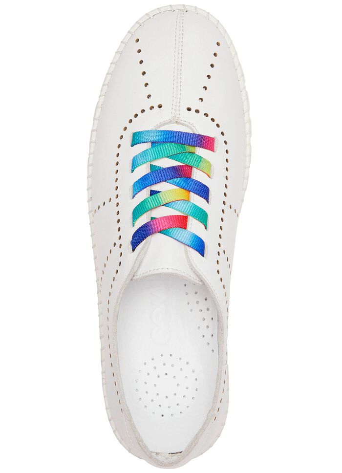 Gemini Schn&uuml;rschuh mit Schn&uuml;rsenkel in Regenbogen-Farben WEISS