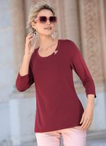 Shirt mit Zierring am Halsausschnitt in 2 Farben BORDEAUX