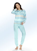 Pyjama aus Frottierstretch mit garngefärbtem Ringeldessin MINT-APRICOT