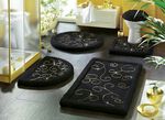 «RHOMTUFT» Luxus-Badgarnituren mit edlen Lurex-Ranken SCHWARZ-GOLD