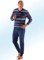 Zweierpack Pyjamas mit V-Ausschnitt und garngef&auml;rbtem Ringeldessin 