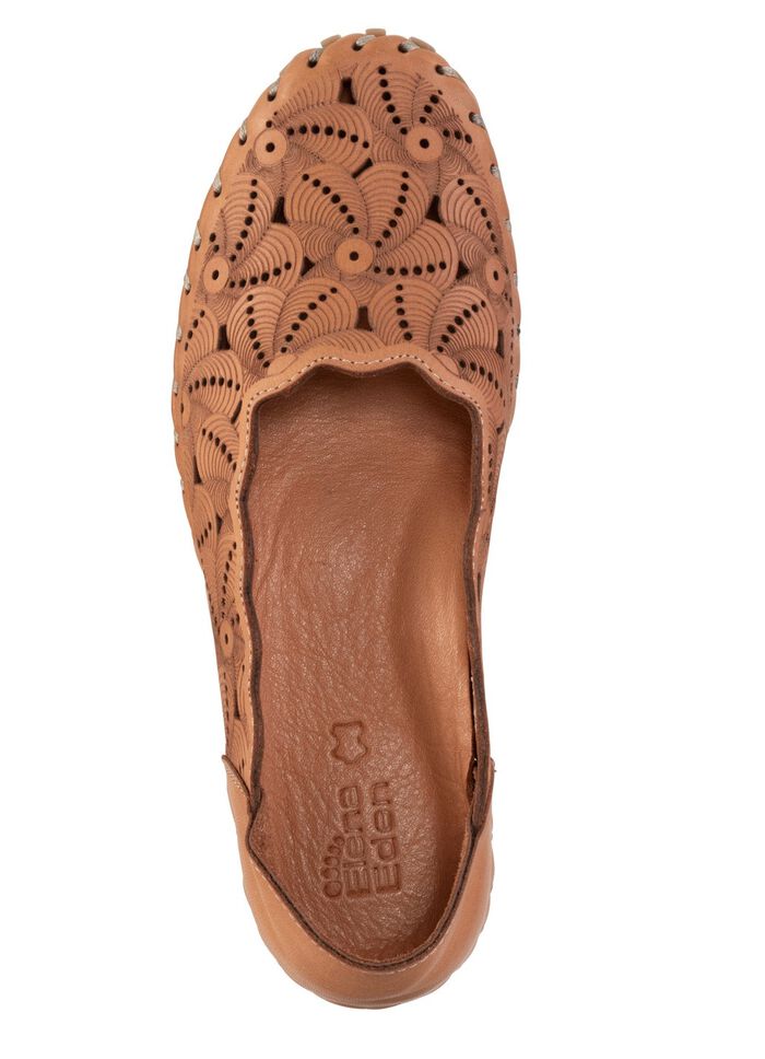 ELENA EDEN Ballerina mit interessanter Pr&auml;gung CAMEL