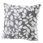 Kissenbezug mit h&uuml;bschem Bl&auml;ttermotiv GRAU-WEISS