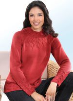 Pullover in Strukturmix ZIEGELROT