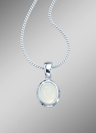 Anh&auml;nger mit Panzerkette und echtem, weissen Mondstein 