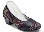 Waldläufer, bequeme Damen-Pumps, Weite K, mit herausnehmbarem Fussbett SCHWARZ-BUNT