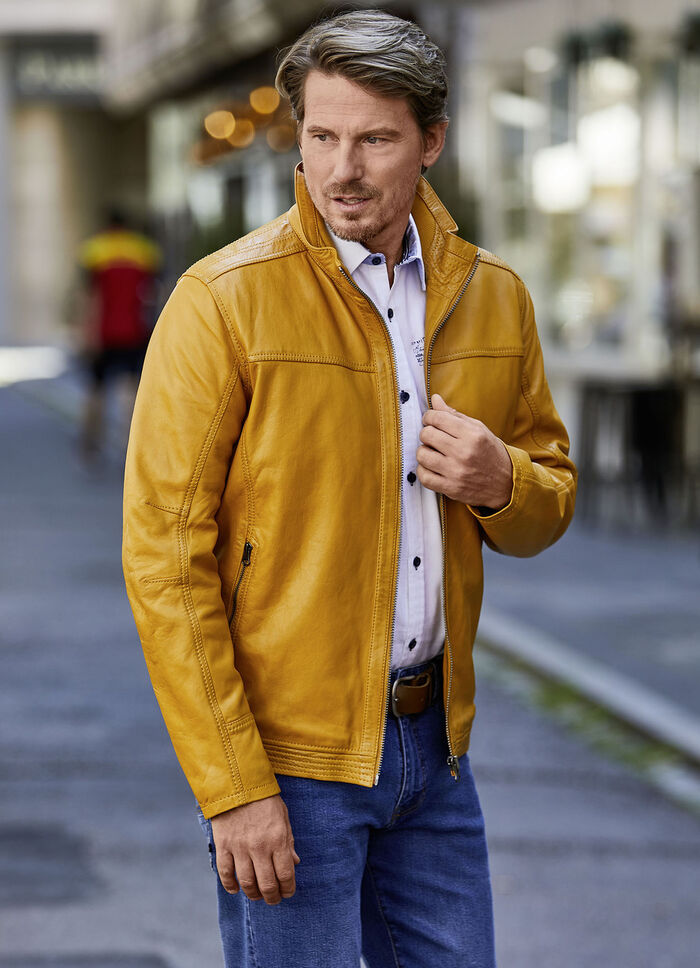 Lederblouson mit teilelastischem Bund 