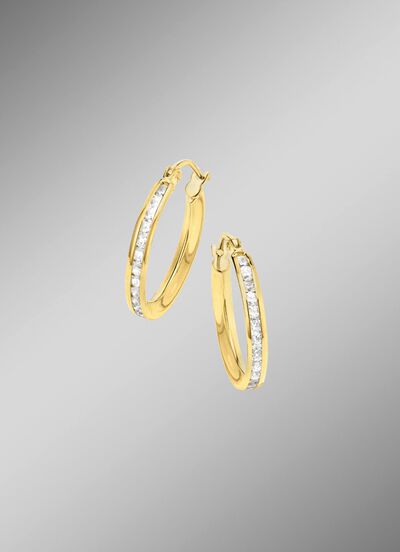 Funkelnde Eleganz: Creolen mit synth. Zirkonia 