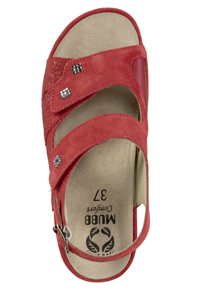 Mubb, bequeme Damen-Sandalen, Weite H, mit herausnehmbarem Fussbett ROT