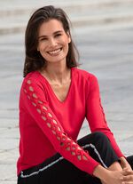 Pullover in weicher leicht gl&auml;nzender Qualit&auml;t KIRSCHROT