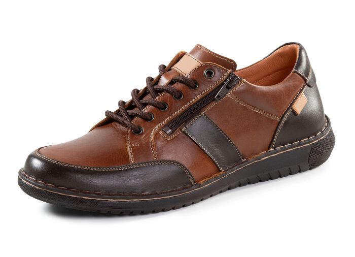 Schn&uuml;rschuh aus Nappaleder COGNAC-MOKKA