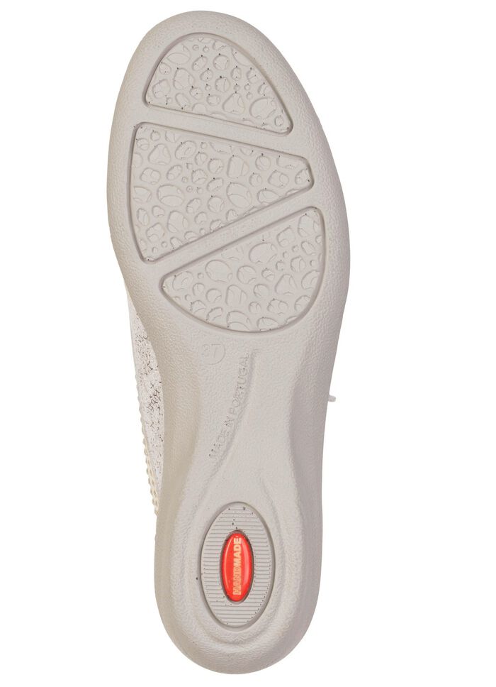 ELENA EDEN, komfortable Damen-Slipper, Weite G, mit herausnehmbarem Fussbett ECRU-SILBER