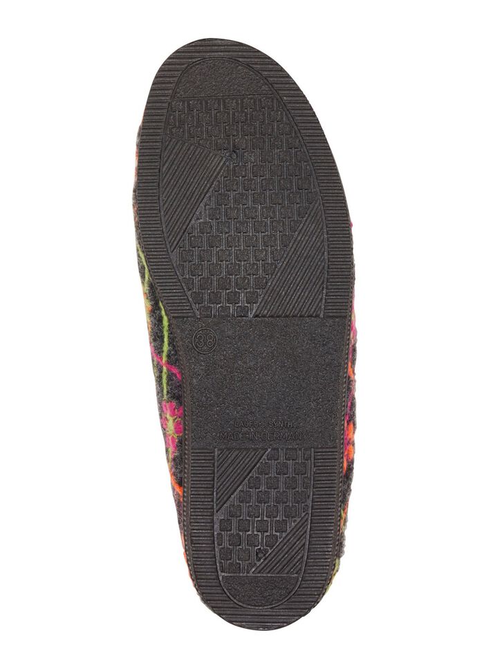 Klett-Hausschuh mit bunter Bl&uuml;ten-Stickerei 