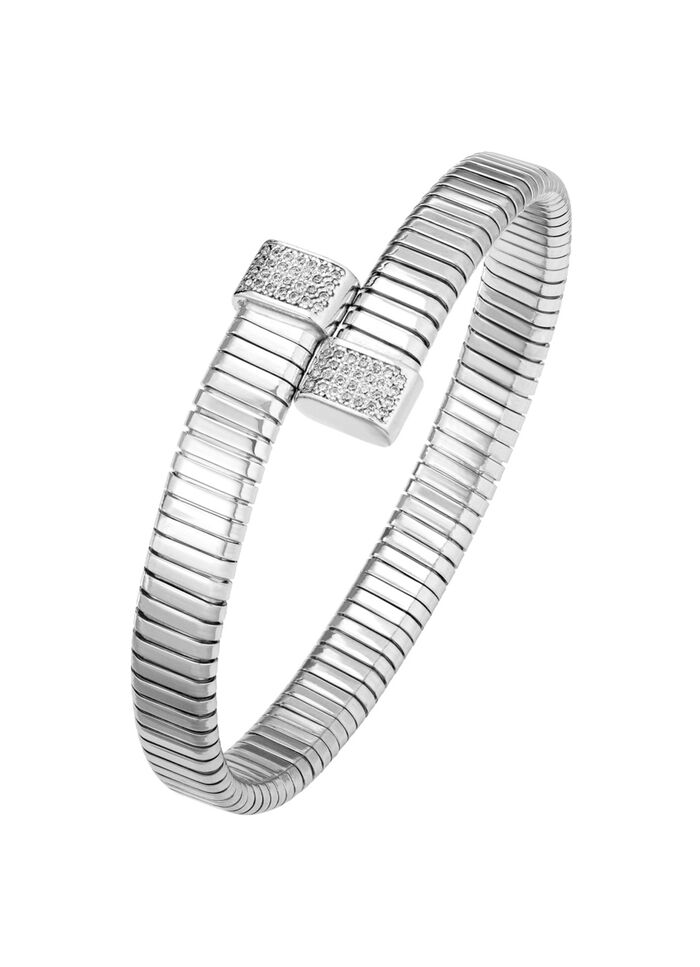 Flacher Omega-Armreif mit synth. Zirkonia 