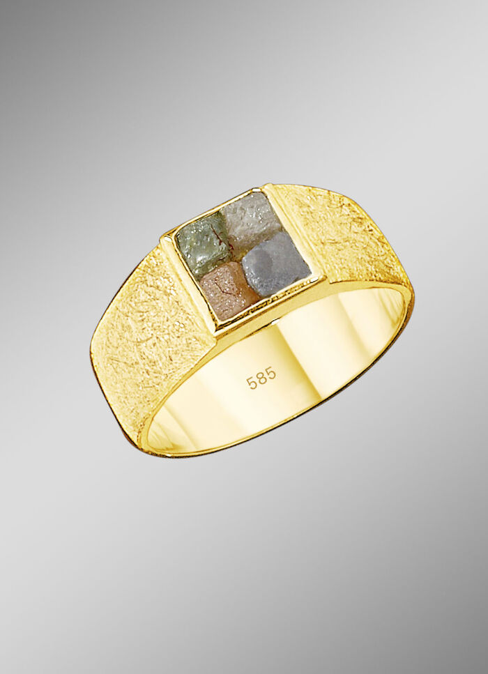 Edler Partnerring mit 4 Roh-Diamanten