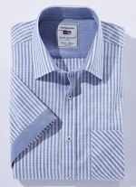 Gestreiftes «Milano Italy»-Hemd in 4 Farben BLAU-WEISS GESTREIFT