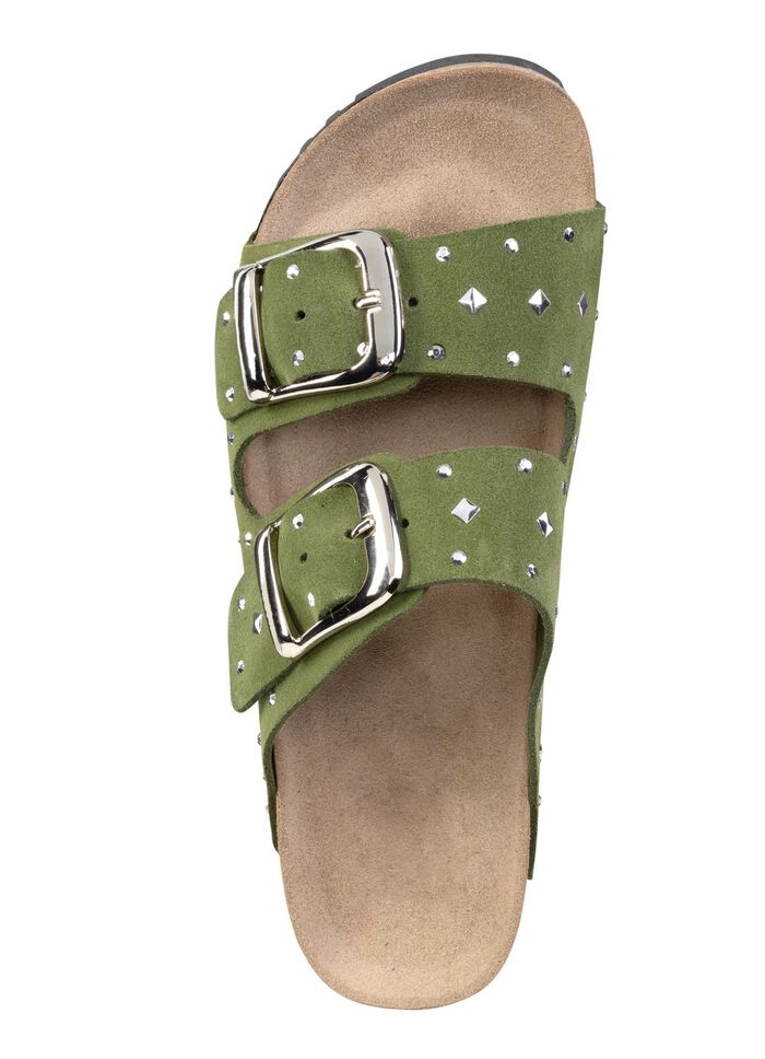 ELENA EDEN Pantolette mit angesagtem Nietenbesatz MOOSGR&Uuml;N