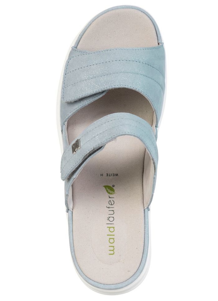 Waldl&auml;ufer, bequeme Damen-Pantoletten, Weite H, mit herausnehmbarem Fussbett BLEU