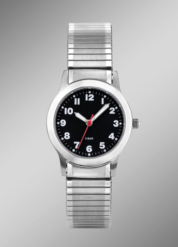 Para-Quartz-Damenuhr mit Edelstahlzugband 