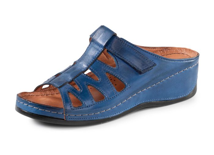 Gemini Pantolette aus teilweise schattiertem Rind-Nappaleder MARINE