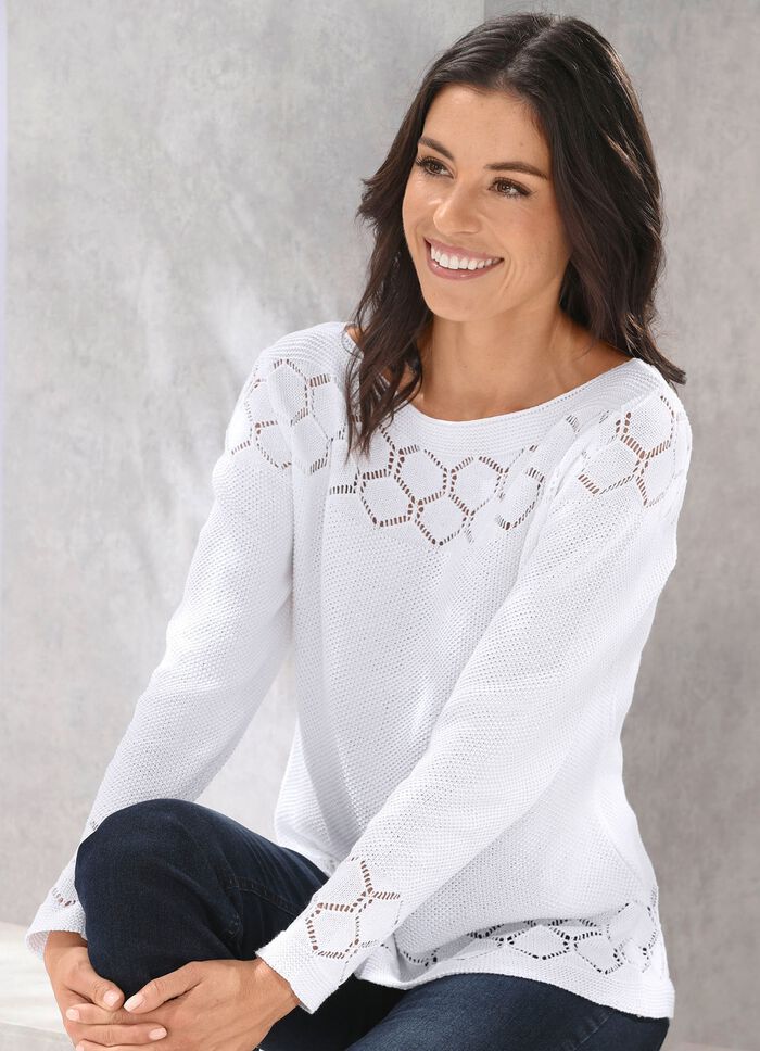 Pullover mit nachhaltig recycelter Baumwolle WEISS