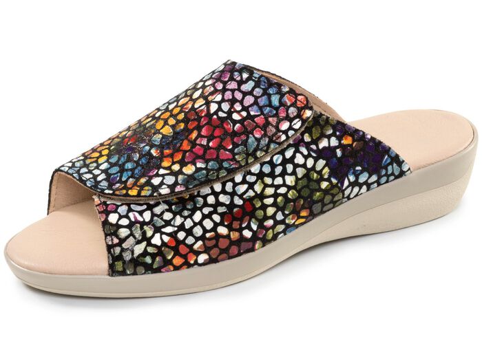 Bequeme Damen-Pantoletten, Weite G, mit Klettverschluss 