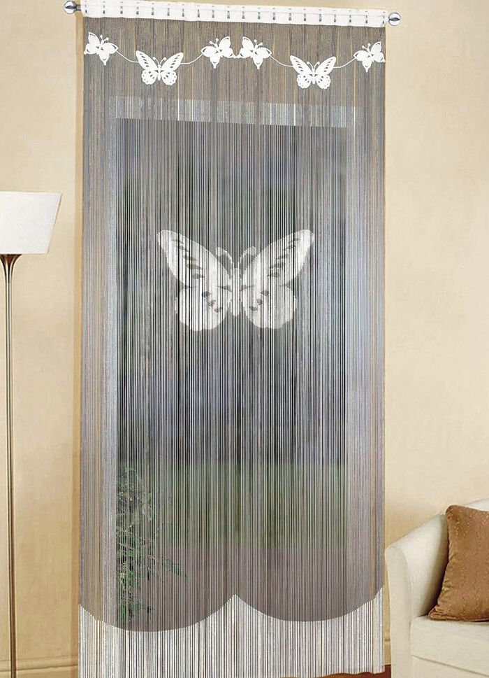 Fadenvorhang, passend für Vorhangstange und Schiene  WEISS