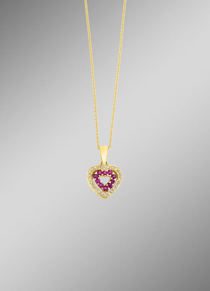 Anh&auml;nger mit synth. Zirkonia und roten Schmucksteinen 