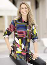 Bunte Longbluse mit Inkjet-Druck
