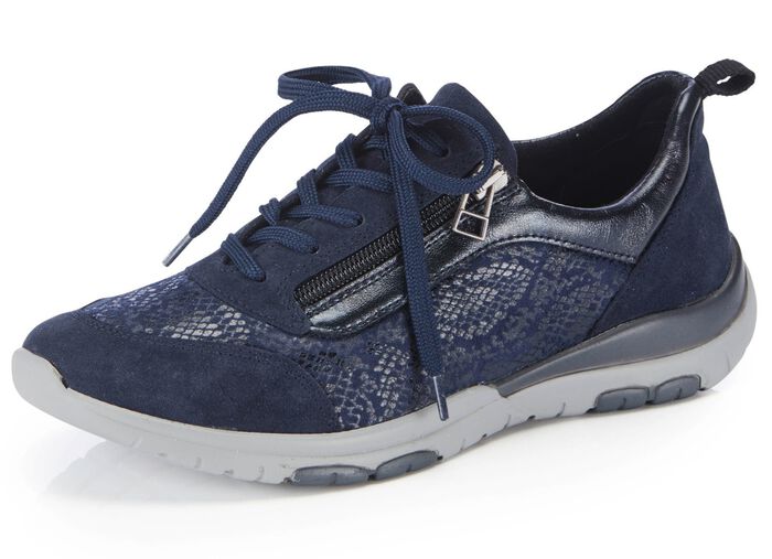 ELENA EDEN Sneaker mit gl&auml;nzend bedrucktem Elastikmaterial MARINE