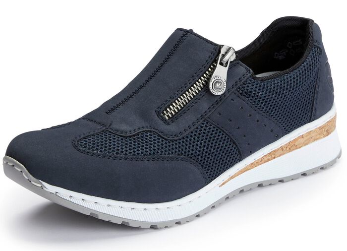 Rieker Slipper aus weichem Nubuk- und Textilmaterial DUNKELBLAU