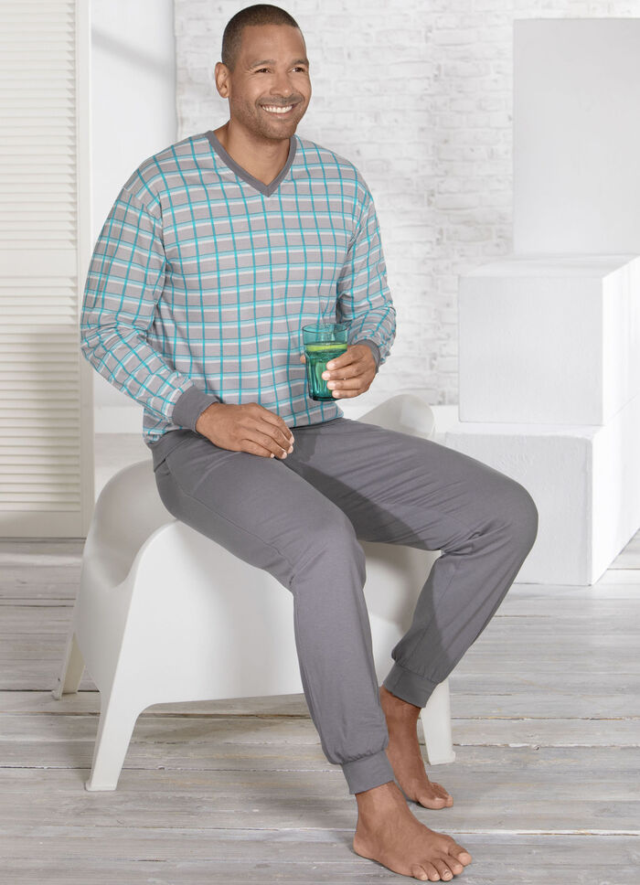 Schlafanzug mit V-Ausschnitt und Bündchenabschlüssen 