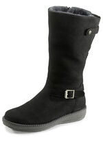 Waldl&auml;ufer, gef&uuml;tterte Damen-Stiefel, Winterschuhe, Weite H, mit Lammfell SCHWARZ