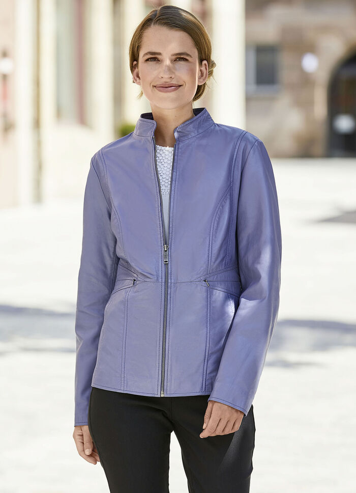 Lederkurzjacke mit Nahttaschen 