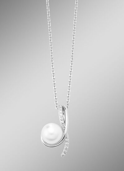 Anh&auml;nger mit S&uuml;sswasser-Zuchtperle und synth. Zirkonia 