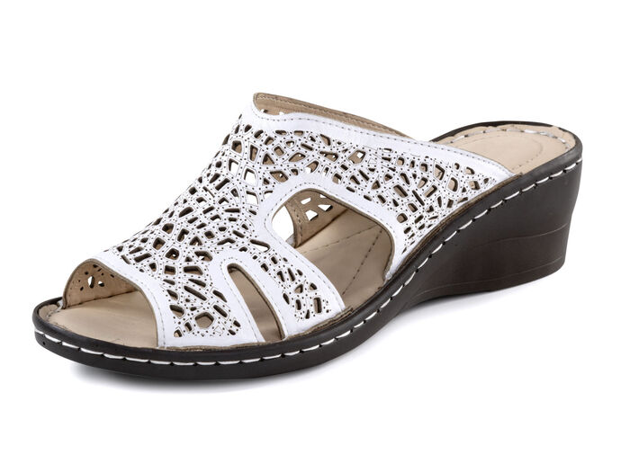 ELENA EDEN Pantolette aus perforiertem Nappaleder WEISS