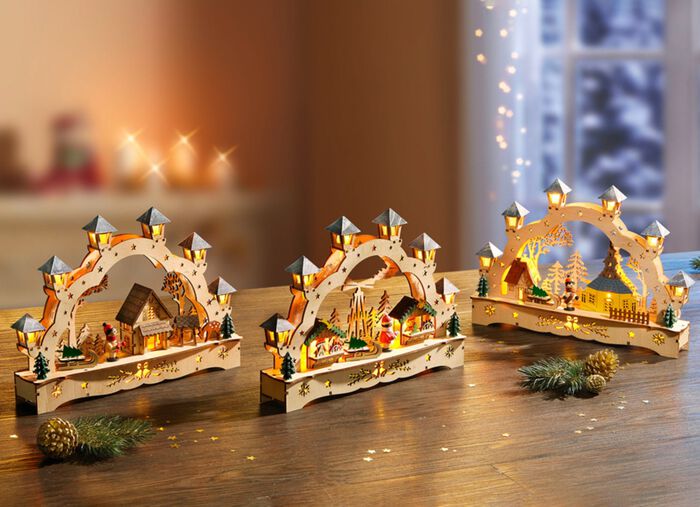 Lichterbogen aus Holz WEISS-BLAU