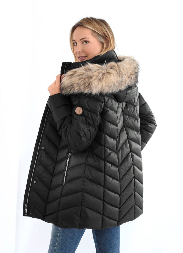 Daunenjacke mit abnehmbarer Kapuze 