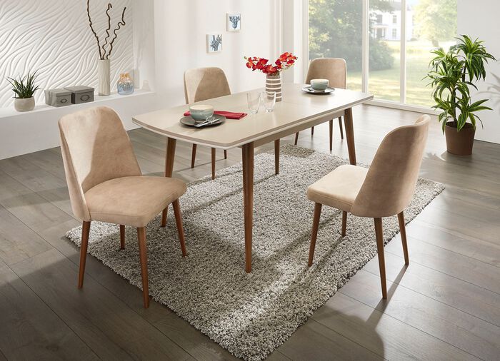 Teilmassive Esszimmermöbel mit Beinen aus Buchenholz CREME-NATUR