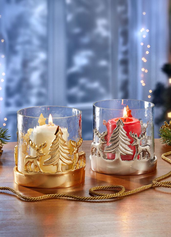 Windlicht aus Glas und Aluminium 